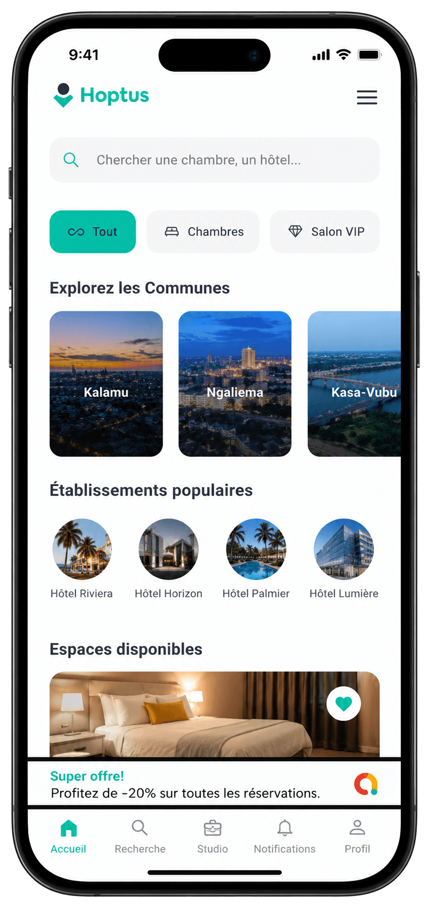 Aperçu de l’application mobile Hoptus